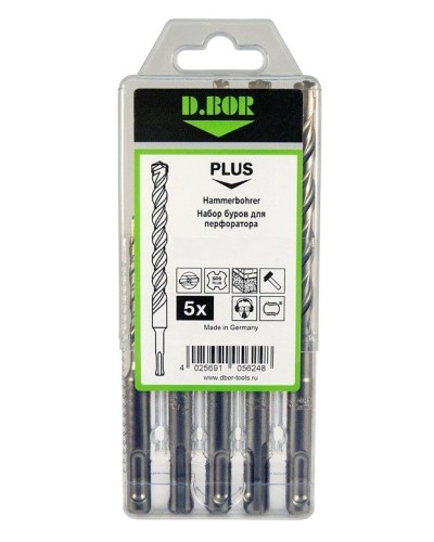 Набор буров SDS-plus V PLUS 5шт, 2-cutting (242030): Набор буров SDS-plus (6х110 мм; 6,8,10,12х160 мм) в Ижевске