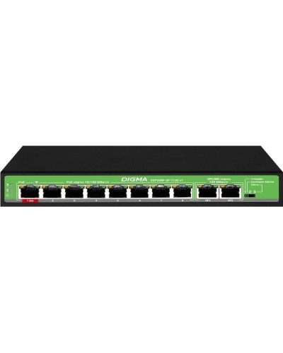 DSP208F-2F-T120 DSP208F-2F-T120 V1 (L2) 10х100Мбит/с 8PoE 8PoE+ 120W. Коммутатор с питанием по PoE. Digma в Ижевске