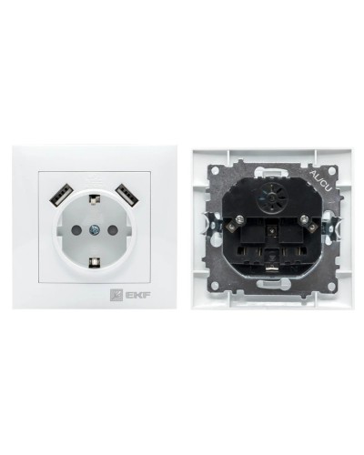 Валенсия розетка 1-местная с/з 16А (EWR16-028-10-2USB). Розетка 1-местная с/з 16А. EKF в Ижевске