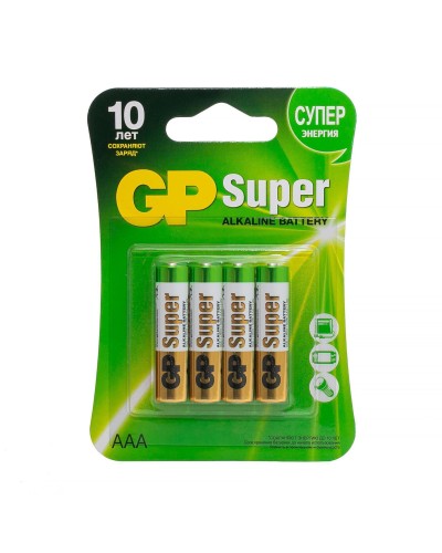GP Super Alkaline 24A AAA (GP 24A-2CR4), упак. 4 шт. БЛИСТЕР. Алкалиновые батарейки. GP Batteries в Ижевске