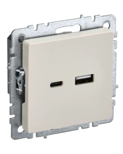 Розетка USB A+C 18Вт РЮ11-1-БрКр бежевый BRITE (BR-U22-018-K10). Розетка USB. IEK в Ижевске