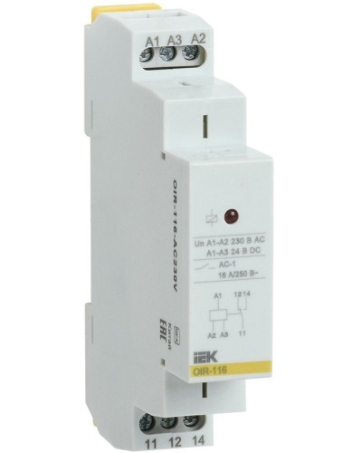 Реле промежуточное модульное OIR 1 контакт 16А 230В AC (OIR-116-AC230V). Реле промежуточное модульное. IEK в Ижевске