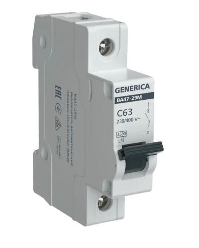 GENERICA ВА47-29М 1P C 63А 4,5кА (MVA21-1-063-C-G). Автоматический выключатель. IEK в Ижевске