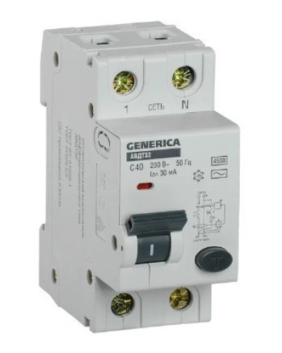 GENERICA АВДТ 32 C40 2Р 30мА (MAD25-5-040-C-30). Автоматический выключатель дифференциального тока. IEK в Ижевске