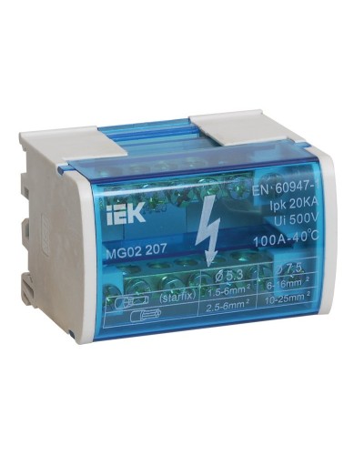 ШНК 2х7 L+PEN (YND10-2-07-100). Шина на DIN-рейку в корпусе (кросс-модуль). IEK в Ижевске