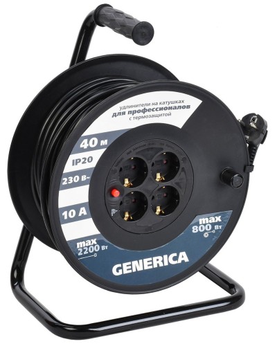 УК40 4 места 2P+PE, 40м GENERICA (WKP10-10-04-40-G). Удлинитель на катушке с термозащитой, 3х1,0кв.мм. IEK в Ижевске