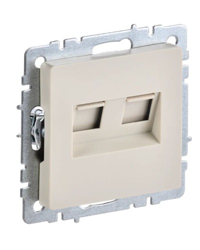Розетка RJ45 РК10-2-БрКр кат.5E, бежевый BRITE (BR-K20-1-K10). Розетка компьютерная двойная. IEK в Ижевске