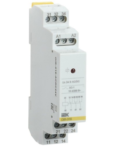 Реле промежуточное модульное OIR 3 контакта 16А 24В AC/DC (OIR-316-ACDC24V). Реле промежуточное модульное. IEK в Ижевске