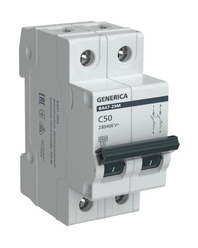 GENERICA ВА47-29М 2P C 50А 4,5кА (MVA21-2-050-C-G). Автоматический выключатель. IEK в Ижевске