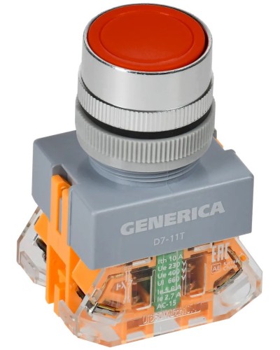 Кнопка D7-11T d=22мм красная GENERICA (BBT50-11T-3-21-K04-G). Кнопка управления с фиксацией. IEK в Ижевске