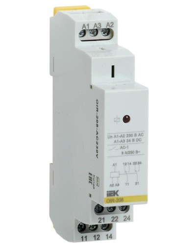 Реле промежуточное модульное OIR 2 контакта 8А 230В AC (OIR-208-AC230V). Реле промежуточное модульное. IEK в Ижевске