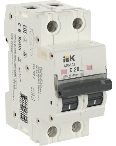 M10N 2P C 20А 10кА ARMAT (AR-M10N-2-C020). Автоматический выключатель. IEK в Ижевске