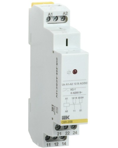 Реле промежуточное модульное OIR 2 контакта 8А 12В AC/DC (OIR-208-ACDC12V). Реле промежуточное модульное. IEK в Ижевске
