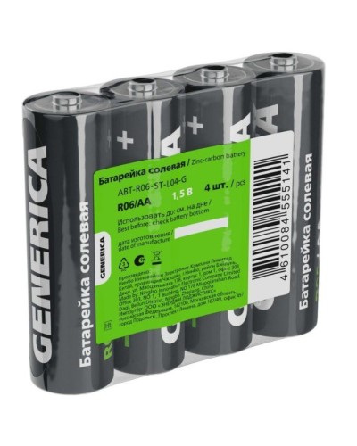 Батарейка солевая R06/AA GENERICA (4 шт) (ABT-R06-ST-L04-G). Батарейка солевая. IEK в Ижевске