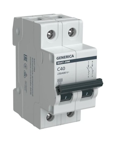 GENERICA ВА47-29М 2P C 40А 4,5кА (MVA21-2-040-C-G). Автоматический выключатель. IEK в Ижевске