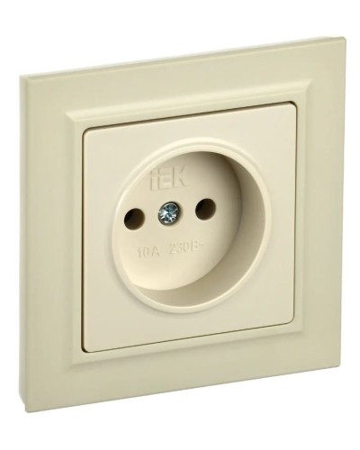 Розетка без з/к в сборе РСР10-1-0-БрКр бежевый BRITE (BR-R10-10-K10-F). Розетка без заземления без защитных шторок. IEK в Ижевске