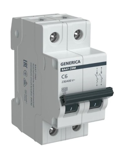 GENERICA ВА47-29М 2P C 6А 4,5кА (MVA21-2-006-C-G). Автоматический выключатель. IEK в Ижевске