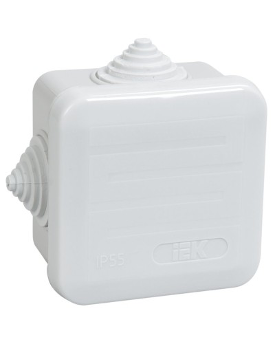 Коробка распаячная КМ41236 70х70х40 открытой проводки IP44 4 гермоввода серая (UKOZ11-070-070-040-K41-44). Коробка распаячная безгалогенная (HF) с защелкивающейся крышкой. IEK в Ижевске