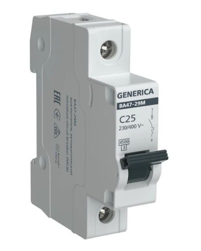 GENERICA ВА47-29М 1P C 25А 4,5кА (MVA21-1-025-C-G). Автоматический выключатель. IEK в Ижевске