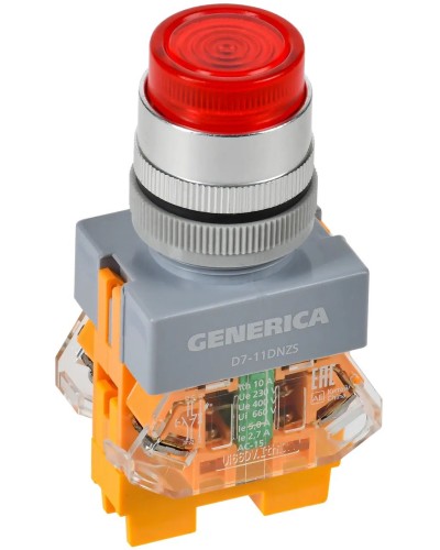 Кнопка D7-11DNZS d=22мм красная GENERICA (BBT50-11DNZS-3-11-K04-G). Кнопка управления с подсветкой и фиксацией. IEK в Ижевске