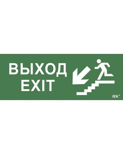 Самоклеящаяся этикетка Выход/лестница вниз/фигура (LPC10-1-24-09-VLVNF). Самоклеящаяся этикетка 240х90 мм. IEK в Ижевске