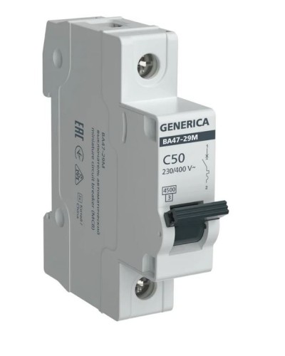 GENERICA ВА47-29М 1P C 50А 4,5кА (MVA21-1-050-C-G). Автоматический выключатель. IEK в Ижевске