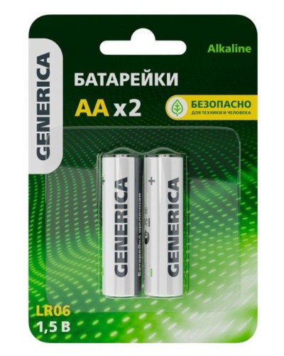 Батарейка Alkaline LR06/AA GENERICA (2 шт) (ABT-LR06-ST-L02-G). Батарейка щелочная. IEK в Ижевске