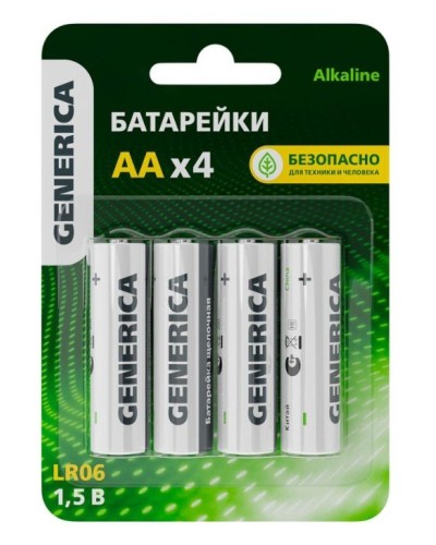Батарейка Alkaline LR06/AA GENERICA (4 шт) (ABT-LR06-ST-L04-G). Батарейка щелочная. IEK в Ижевске