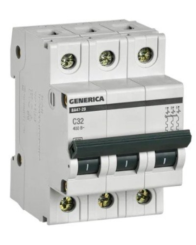 GENERICA ВА47-29 3P C 32А 4,5кА (MVA25-3-032-C). Автоматический выключатель. IEK в Ижевске