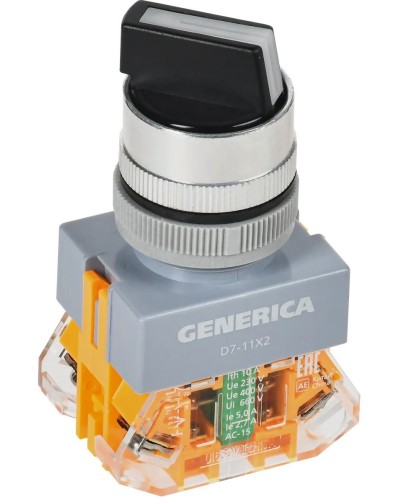 Переключатель D7-11X2 на 2 положения черный GENERICA (BSW50-11X2-3-21-2-K02-G). Переключатель. IEK в Ижевске