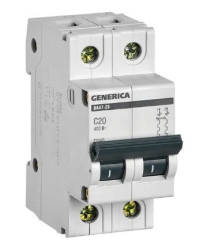 GENERICA ВА47-29 2P C 20А 4,5кА (MVA25-2-020-C). Автоматический выключатель. IEK в Ижевске