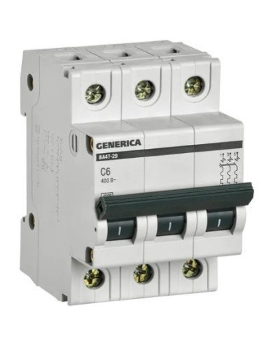 GENERICA ВА47-29 3P C 6А 4,5кА (MVA25-3-006-C). Автоматический выключатель. IEK в Ижевске