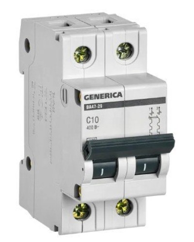 GENERICA ВА47-29 2P C 10А 4,5кА (MVA25-2-010-C). Автоматический выключатель. IEK в Ижевске