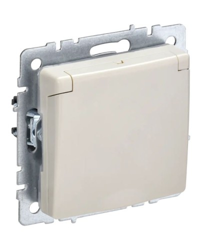 Розетка с з/к РСбш10-3-44-БрКр бежевый BRITE (BR-R16-16-44-K10). Розетка с заземлением с защитными шторками и крышкой. IEK в Ижевске