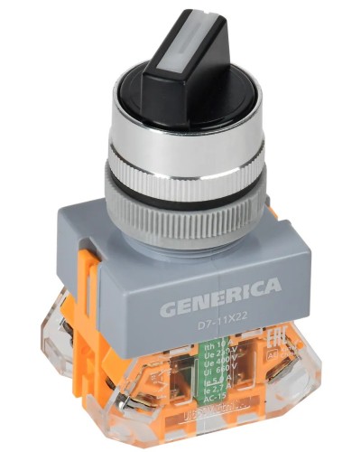 Переключатель D7-11X22 на 2 положения черный GENERICA (BSW50-11X22-3-22-2-K02-G). Переключатель с самовозвратом. IEK в Ижевске