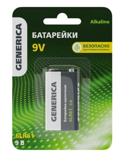 Батарейка Alkaline 6LR61 9V GENERICA (ABT-6LR619V-ST-L02-G). Батарейка щелочная. IEK в Ижевске