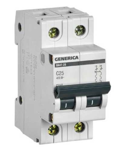 GENERICA ВА47-29 2P C 25А 4,5кА (MVA25-2-025-C). Автоматический выключатель. IEK в Ижевске