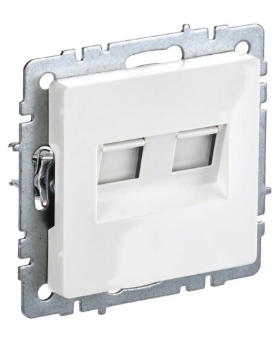 Розетка RJ45 РК10-2-БрБ кат.5E, белая BRITE (BR-K20-1-K01). Розетка компьютерная двойная. IEK в Ижевске