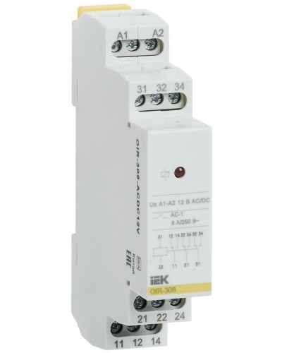 Реле промежуточное модульное OIR 3 контакта 8А 230В AC (OIR-308-AC230V). Реле промежуточное модульное. IEK в Ижевске
