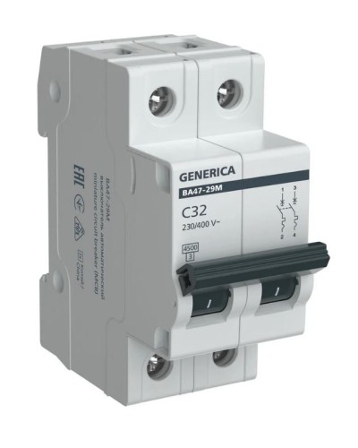 GENERICA ВА47-29М 2P C 32А 4,5кА (MVA21-2-032-C-G). Автоматический выключатель. IEK в Ижевске