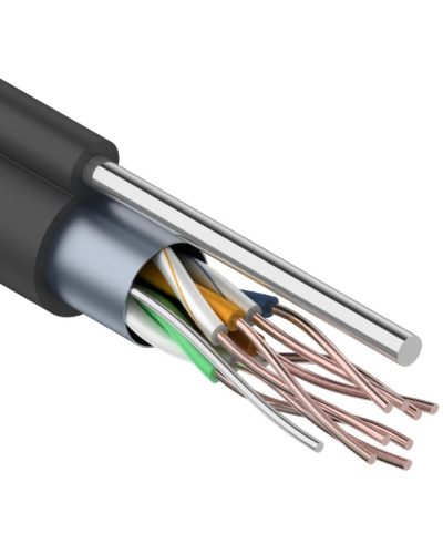 F/UTP, CAT 5e, PE, 4PR, 24AWG, OUTDOOR, SOLID, черный, с тросом, 305м, REXANT (01-0144). Кабель «витая пара» (LAN) для структурированных систем связи. Rexant в Ижевске