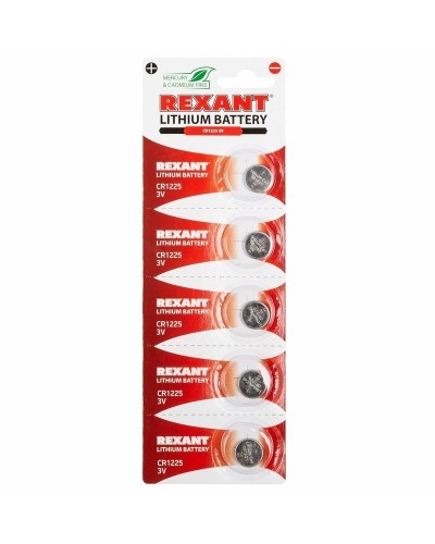 Литиевые батарейки CR1225 3 V 48 mAh (30-1103). Элемент питания. Rexant в Ижевске