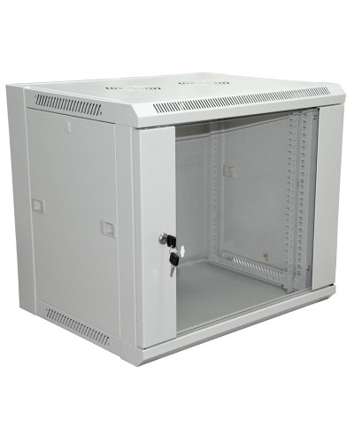 Шкаф телекоммуникационный 19 настенный 12U 600×450×635 мм (ШxГxВ) - передняя дверь стекло, боковые стенки съемные (разобранный) RAL 7035 (04-2202). Шкаф телекоммуникационный 19 настенный 12U. Rexant в Ижевске