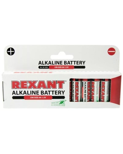 Алкалиновая батарейка AA/LR6 1,5 V 12 шт. REXANT (30-1026). Элемент питания. Rexant в Ижевске