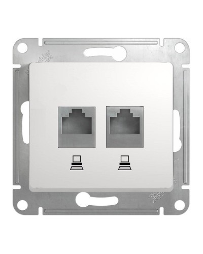 Glossa розетка RJ45+RJ45 2-местная, кат. 5Е, скрытой установки, механизм, белый (GSL000185KK). Розетка компьютерная. Systeme Electric в Ижевске