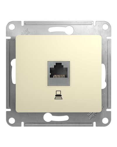 Glossa розетка RJ45 1-местная, кат. 5Е, скрытой установки, механизм, бежевый (GSL000281K). Розетка компьютерная. Systeme Electric в Ижевске