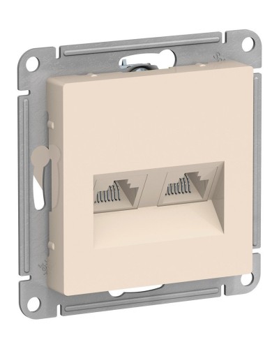 AtlasDesign розетка RJ45+RJ45, 2-местная, скрытой установки, механизм, бежевый (ATN000285). Розетка компьютерная. Systeme Electric в Ижевске