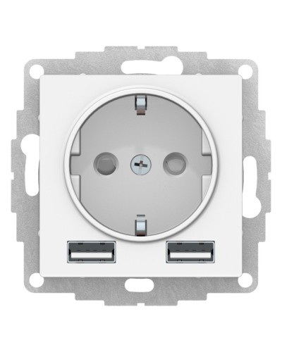 AtlasDesign розетка 1-местная с 2 USB A+A, скрытой установки, механизм, белый (ATN000130). Розетка с USB. Systeme Electric в Ижевске