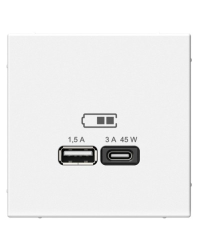 ArtGallery розетка USB тип-A+C 45Вт, скрытой установки, механизм, белый (GAL000129). Розетка USB. Systeme Electric в Ижевске
