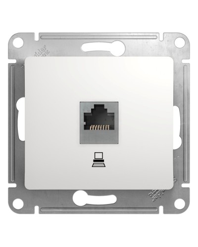 Glossa розетка RJ45 1-местная, кат. 5Е, скрытой установки, механизм, белый (GSL000181K). Розетка компьютерная. Systeme Electric в Ижевске